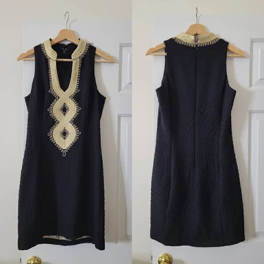 Lilly Pulitzer black dress with gold detail 4